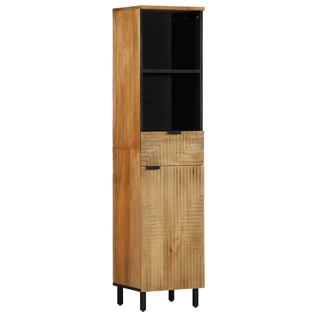 Baderomsskap brun 38x33x160 cm heltre mango