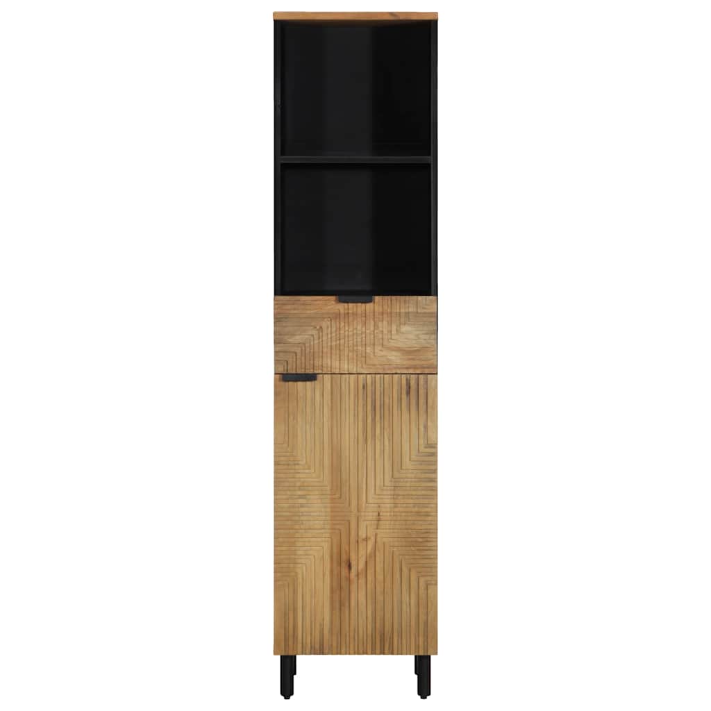 Baderomsskap brun 38x33x160 cm heltre mango