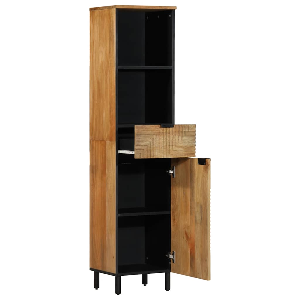 Baderomsskap brun 38x33x160 cm heltre mango