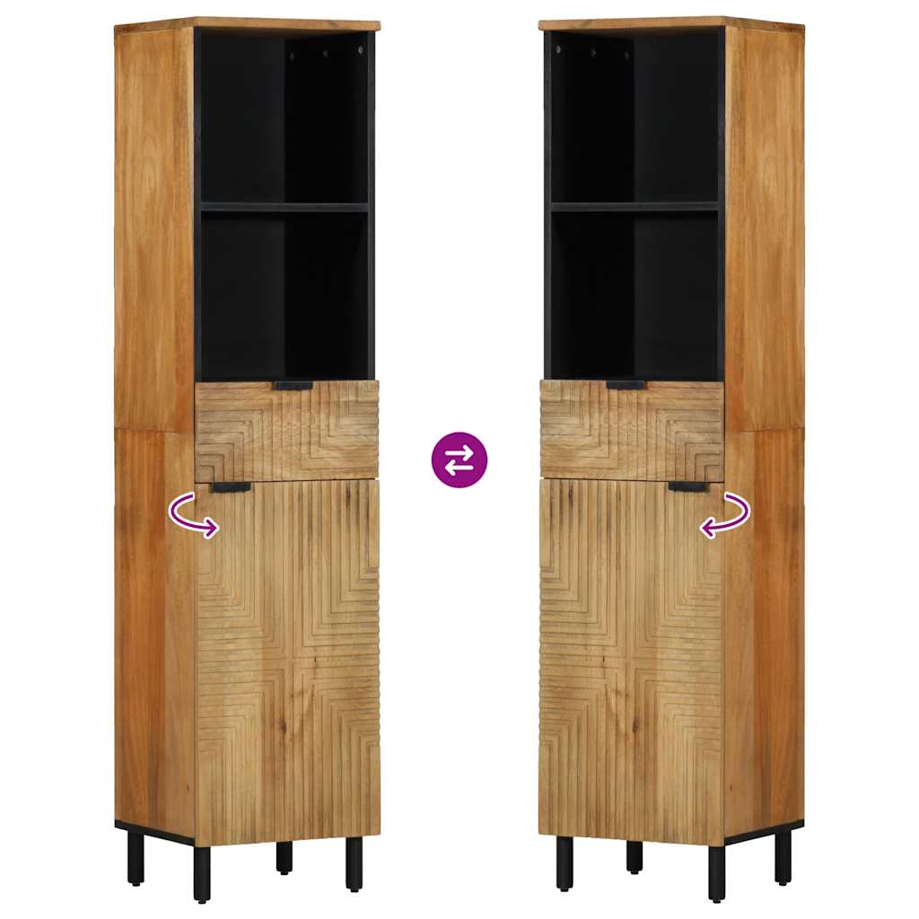 Baderomsskap brun 38x33x160 cm heltre mango