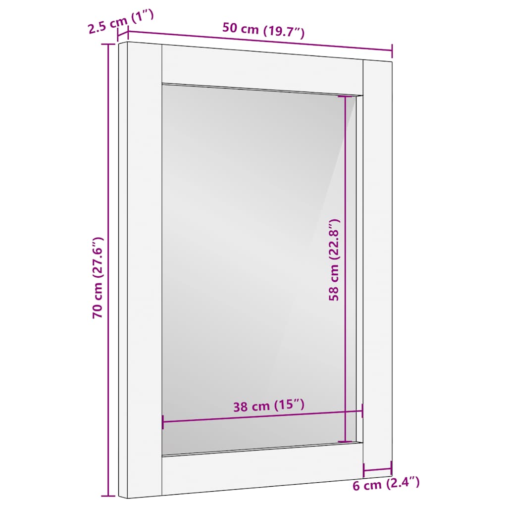 Baderomsspeil brun 50x70x2,5 cm heltre mango