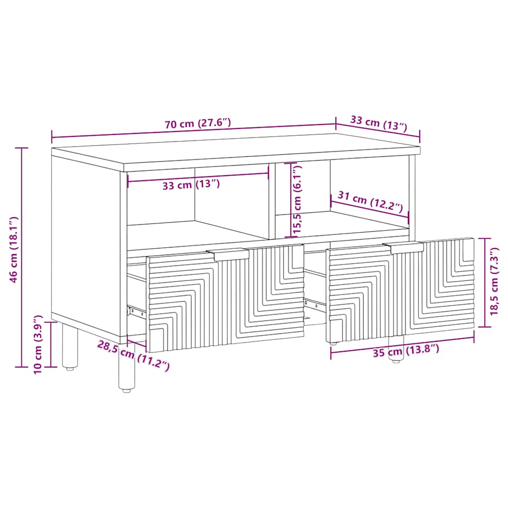 TV-skap 70x33x46 cm heltre akasie