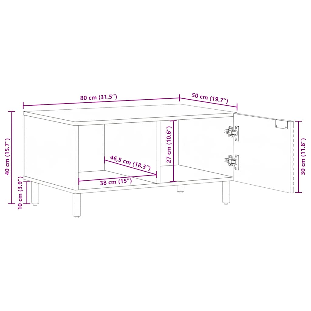 Salongbord 80x50x40 cm heltre akasie