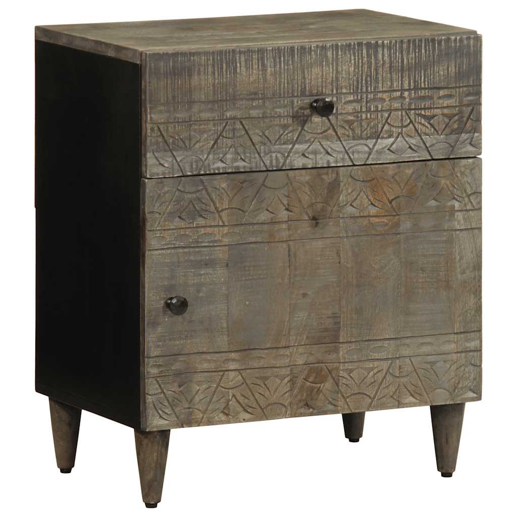 Nattbord lysegrå 50x33x60 cm heltre mango