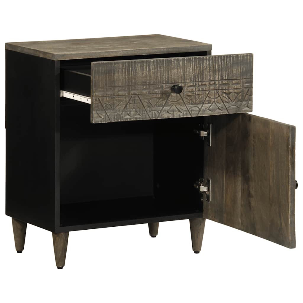 Nattbord lysegrå 50x33x60 cm heltre mango