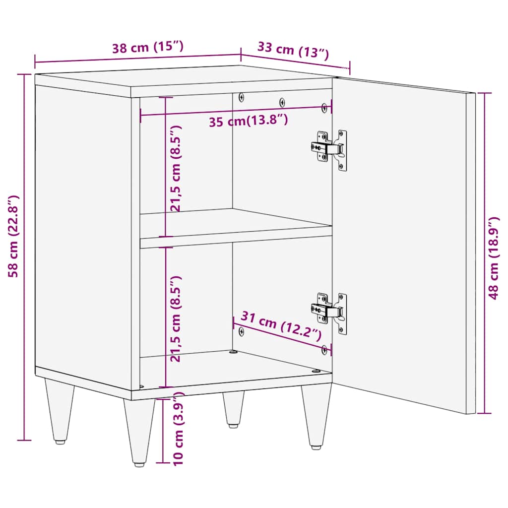 Baderomsskap 38x33x58 cm heltre mango