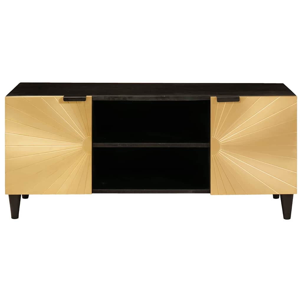 TV-skap med hylle Svart og Gull 105 x 33 x 46 cm Konstruert tre