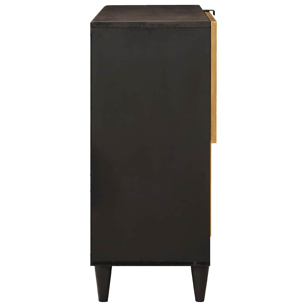 Sideskap Svart og Gull 80 x 33,5 x 75 cm Massiv mango tre