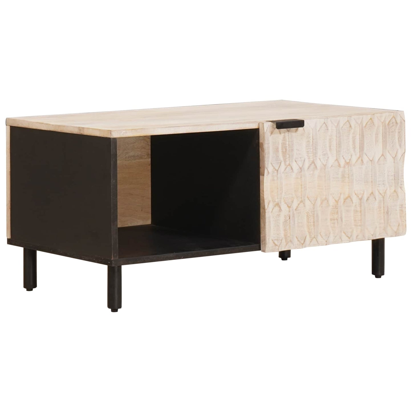 Kaffebord Hvit 80 x 50 x 40 cm Massiv mango tre