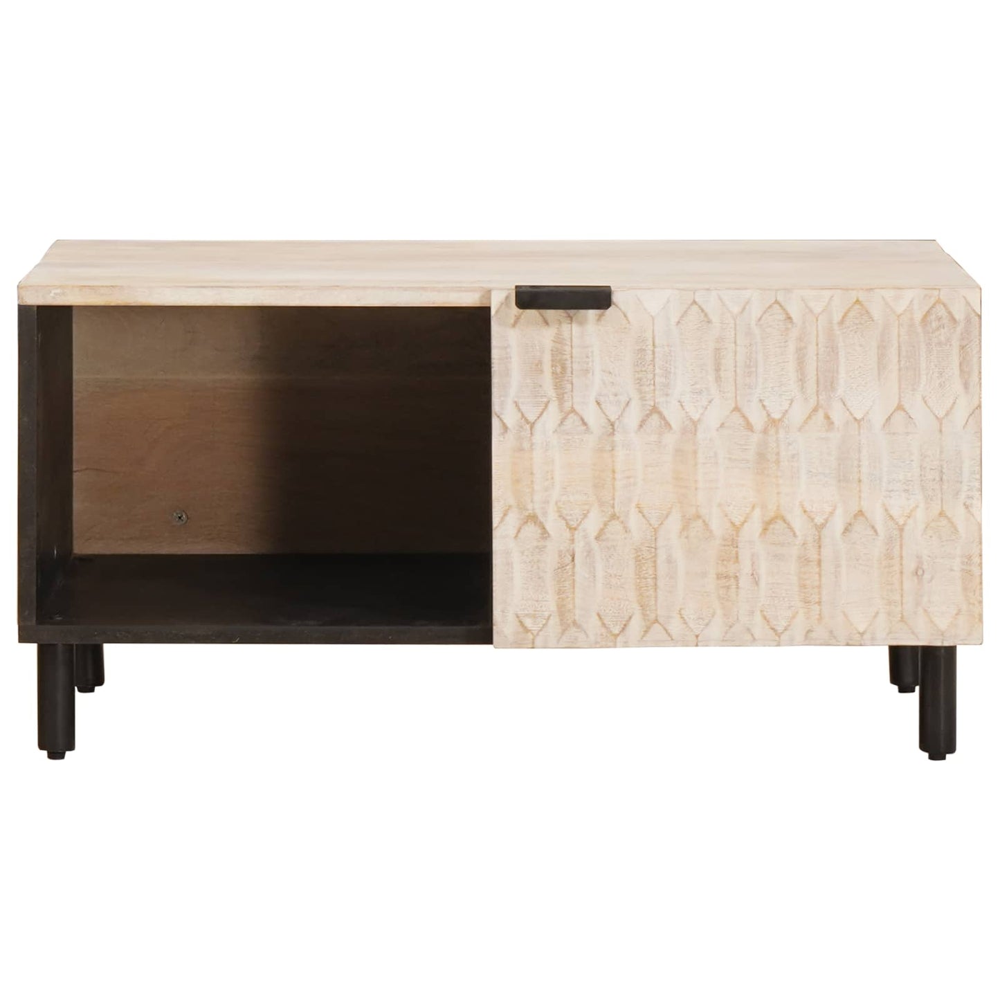 Kaffebord Hvit 80 x 50 x 40 cm Massiv mango tre