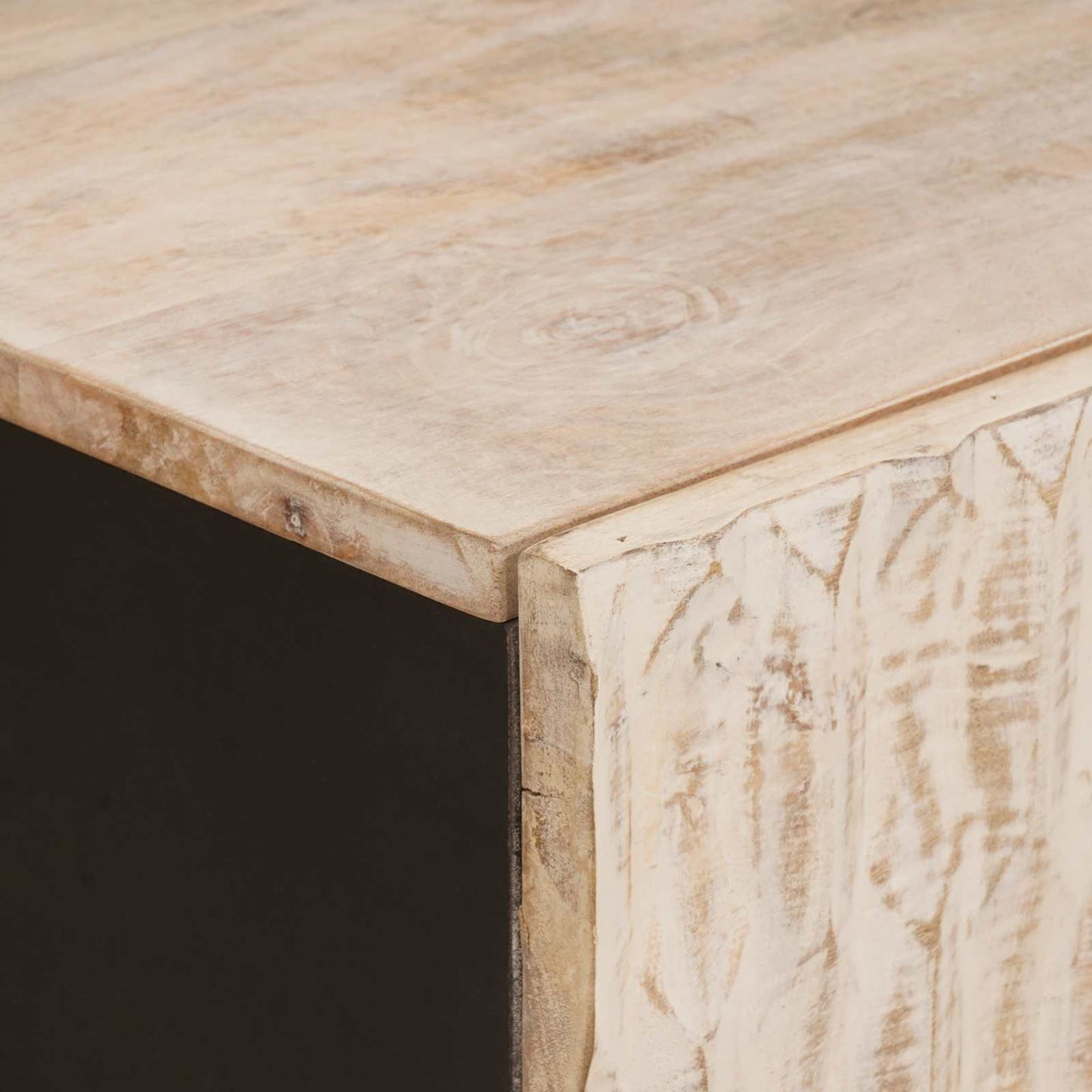 Kaffebord Hvit 80 x 50 x 40 cm Massiv mango tre