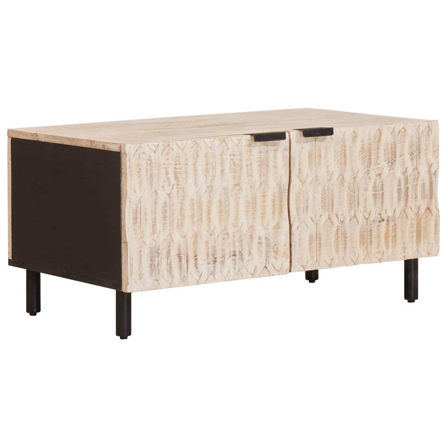 Kaffebord Hvit 80 x 50 x 40 cm Massiv mango tre