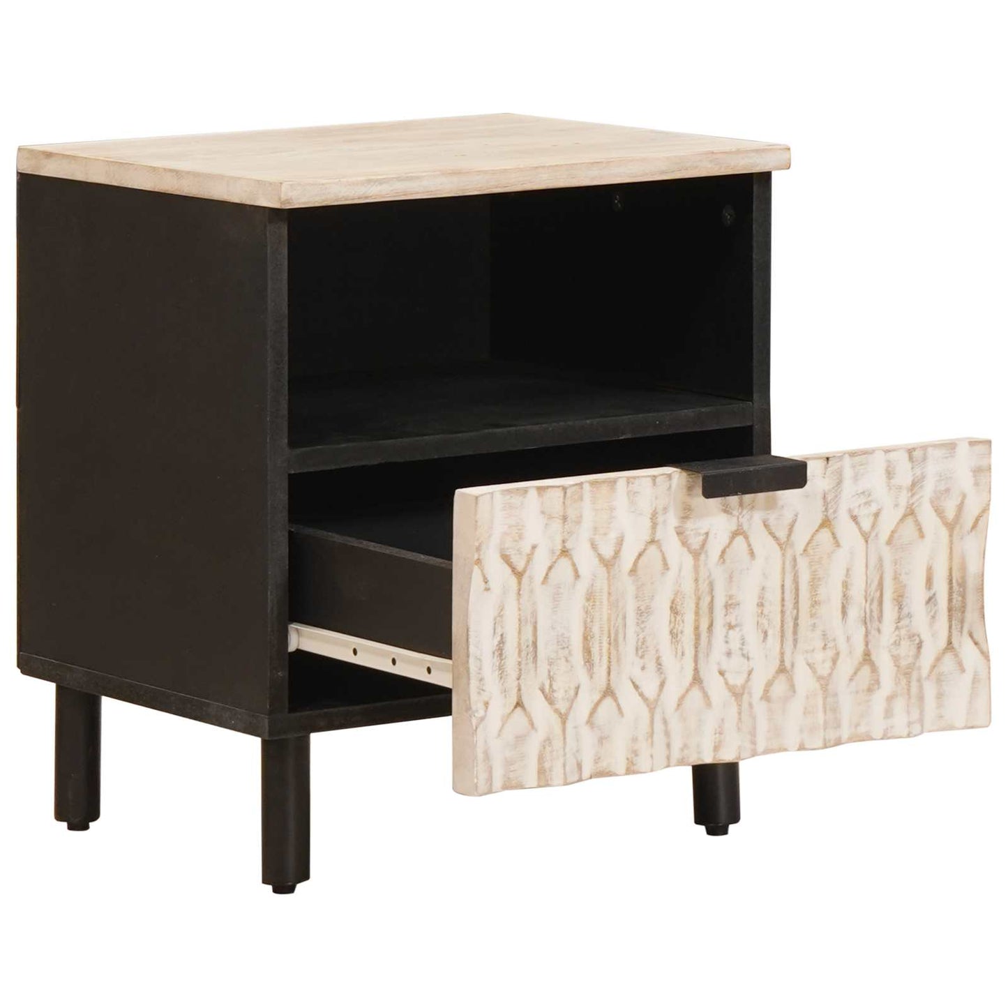 Nattbordskap 2 pcs Hvit 40 x 33 x 46 cm Massiv mango tre