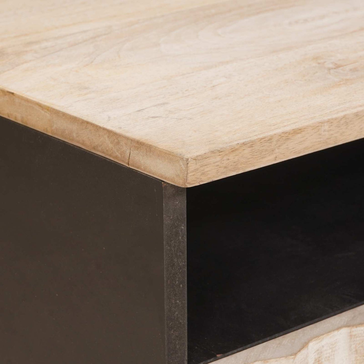 Kaffebord med skuff Hvit 80 x 54 x 40 cm Massiv mango tre