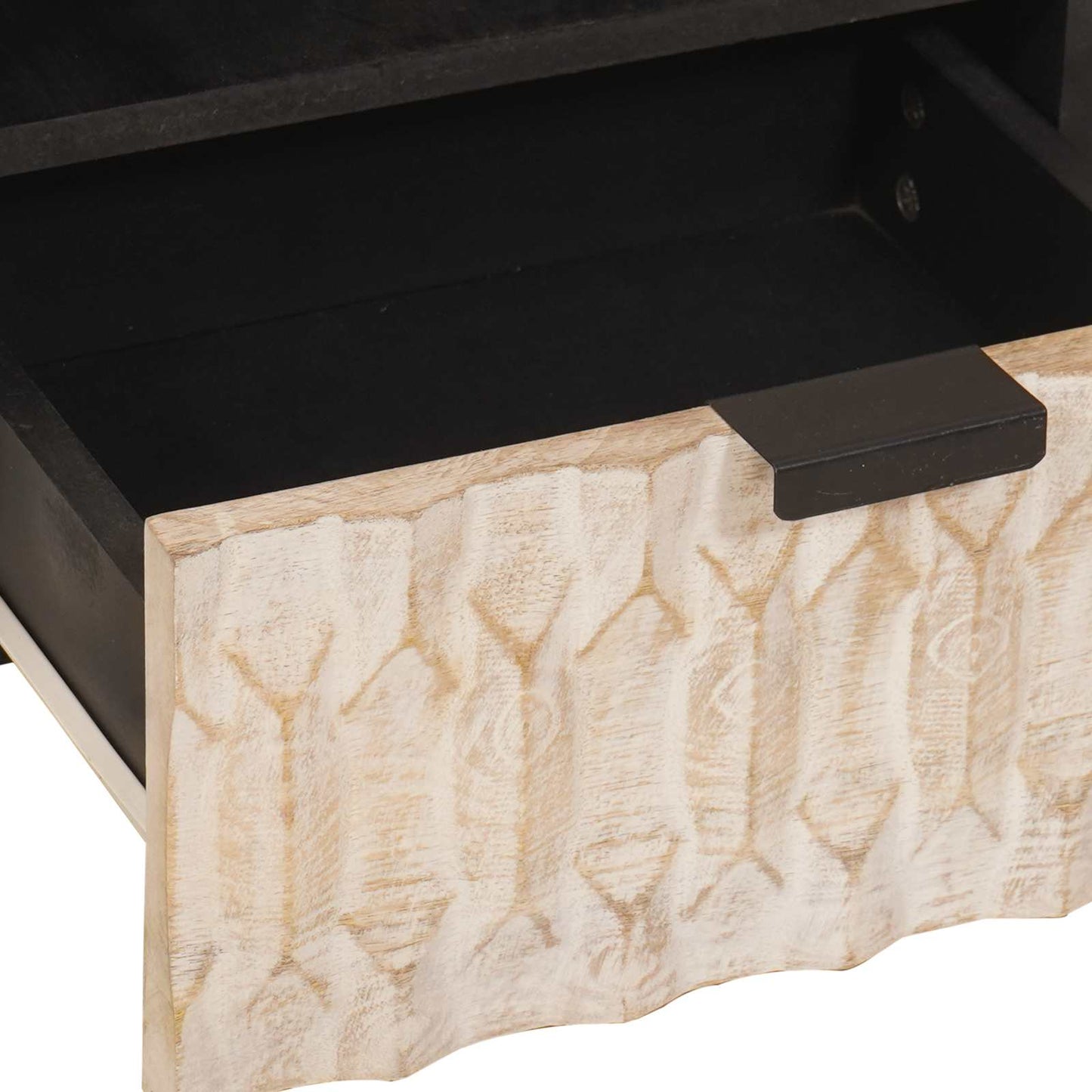 Kaffebord med skuff Hvit 80 x 54 x 40 cm Massiv mango tre