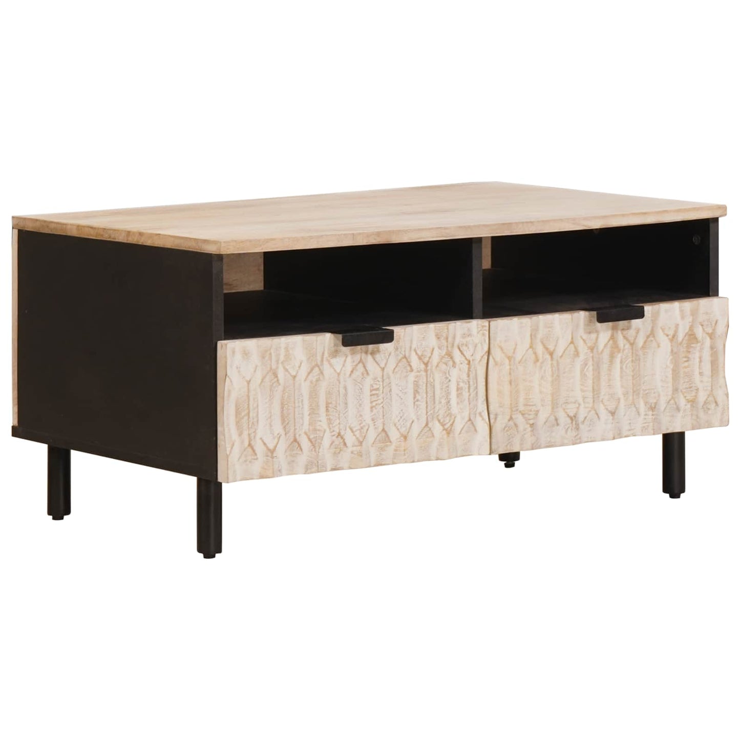 Kaffebord med skuff Hvit 80 x 54 x 40 cm Massiv mango tre