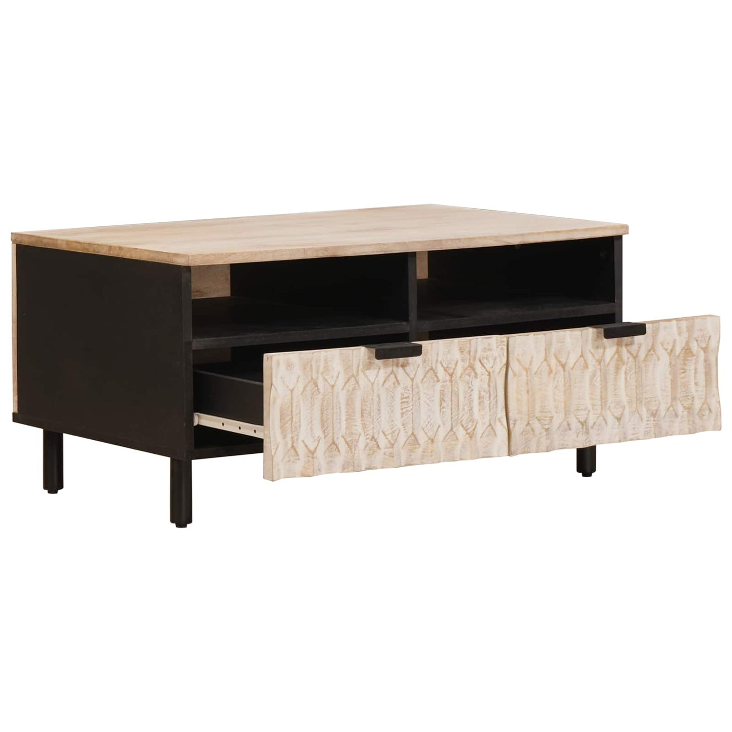 Kaffebord med skuff Hvit 80 x 54 x 40 cm Massiv mango tre
