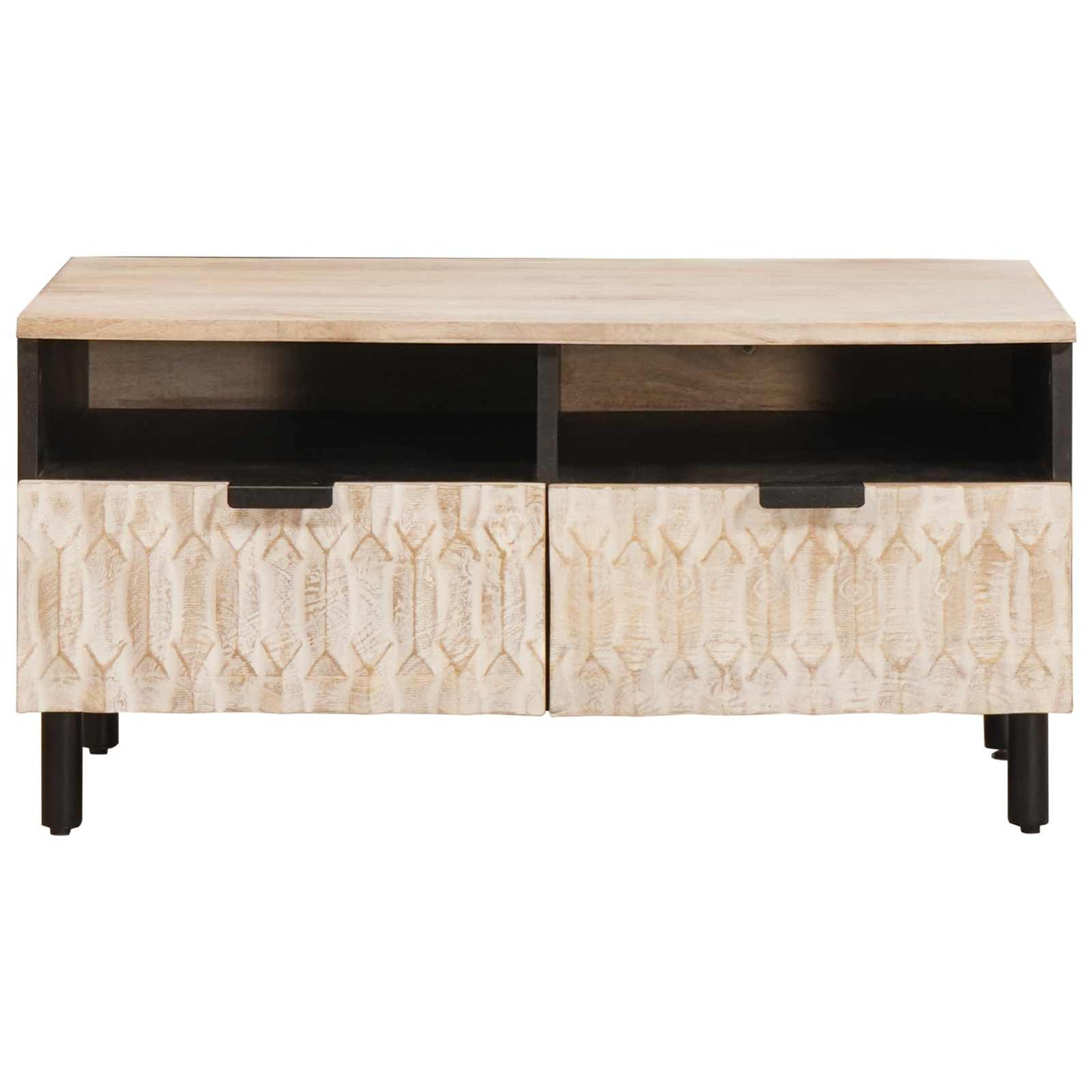 Kaffebord med skuff Hvit 80 x 54 x 40 cm Massiv mango tre