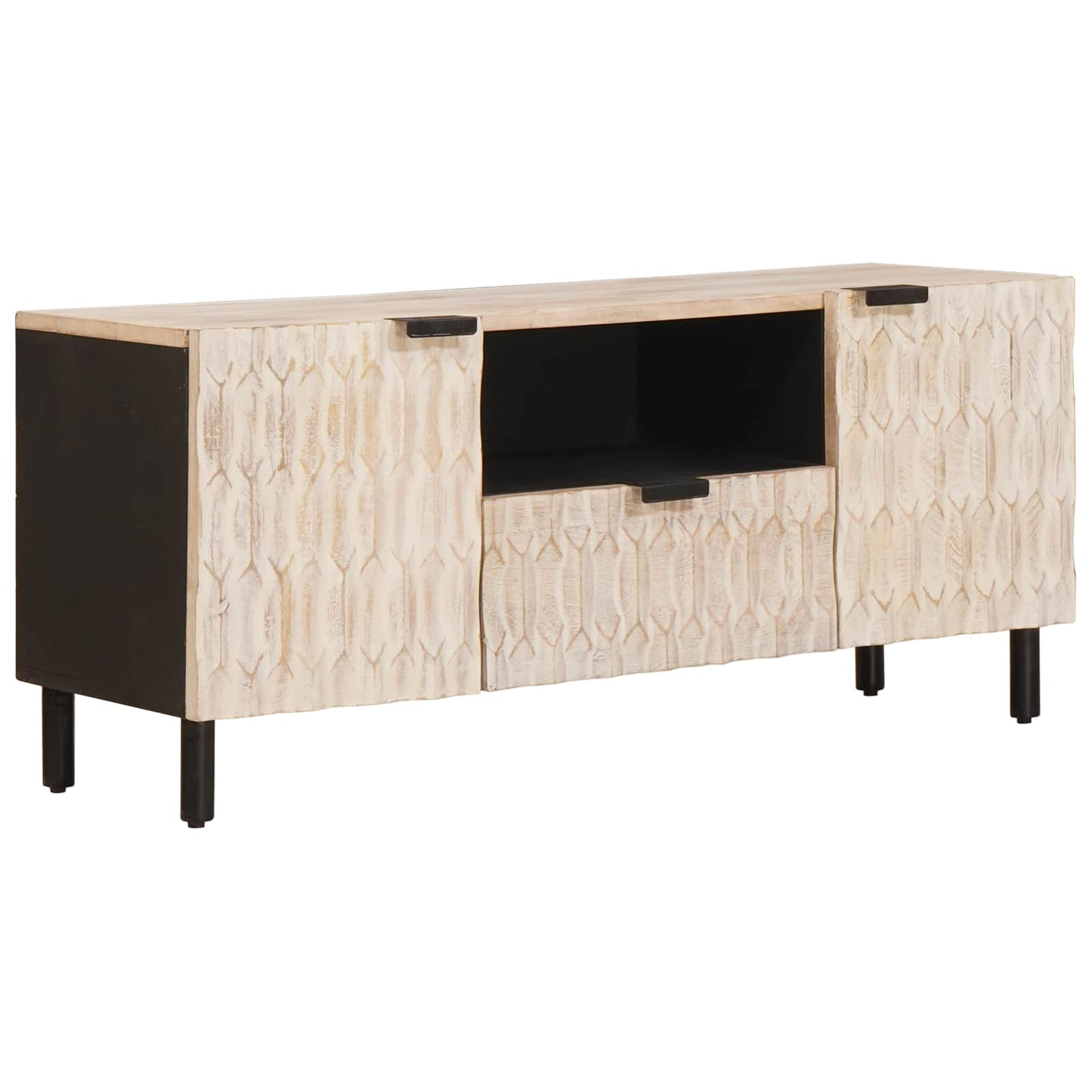 TV-skap Hvit Vask Finish 105 x 33 x 46 cm Massiv mango tre