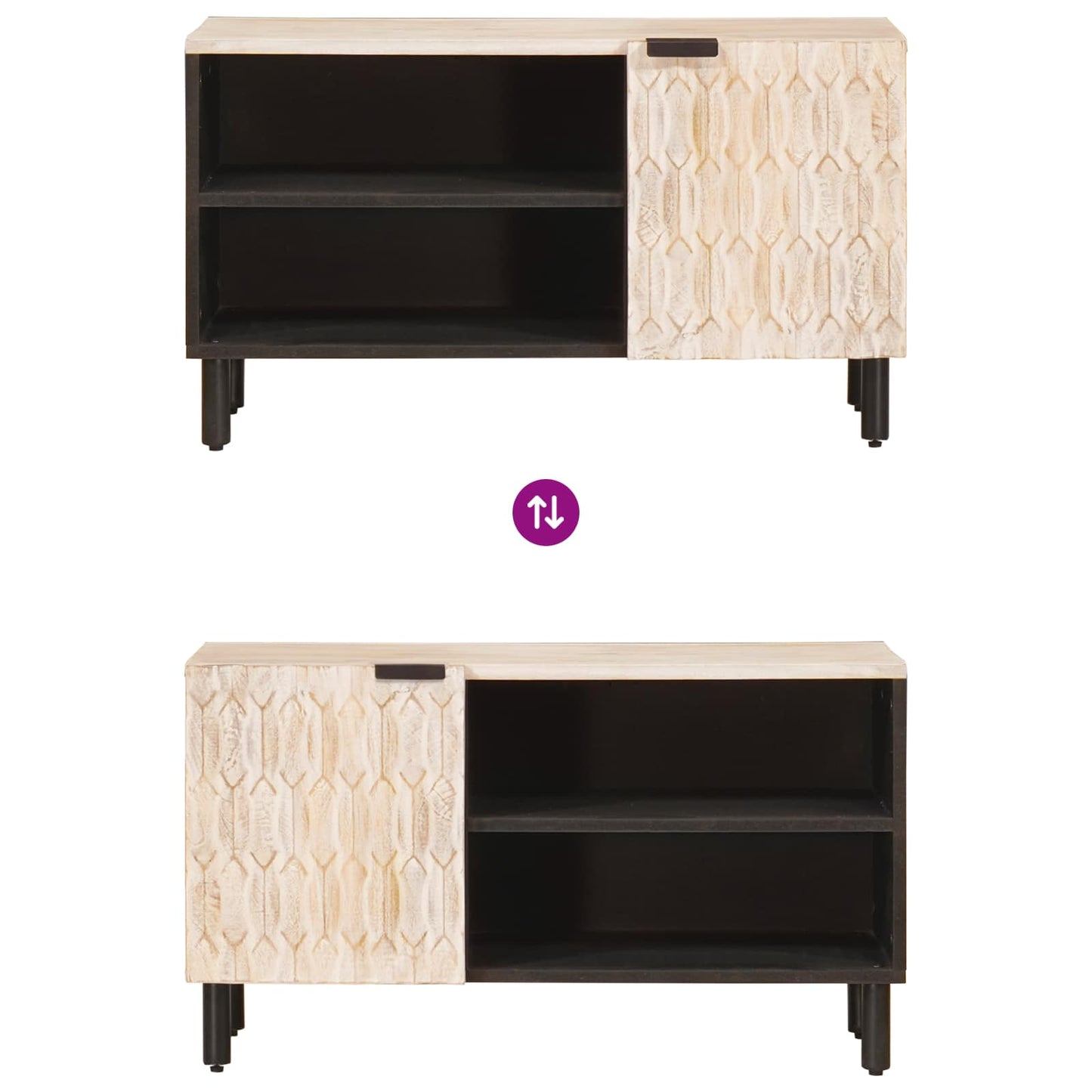 TV-skap Hvit Vask Finish 80 x 33 x 46 cm Massiv mango tre