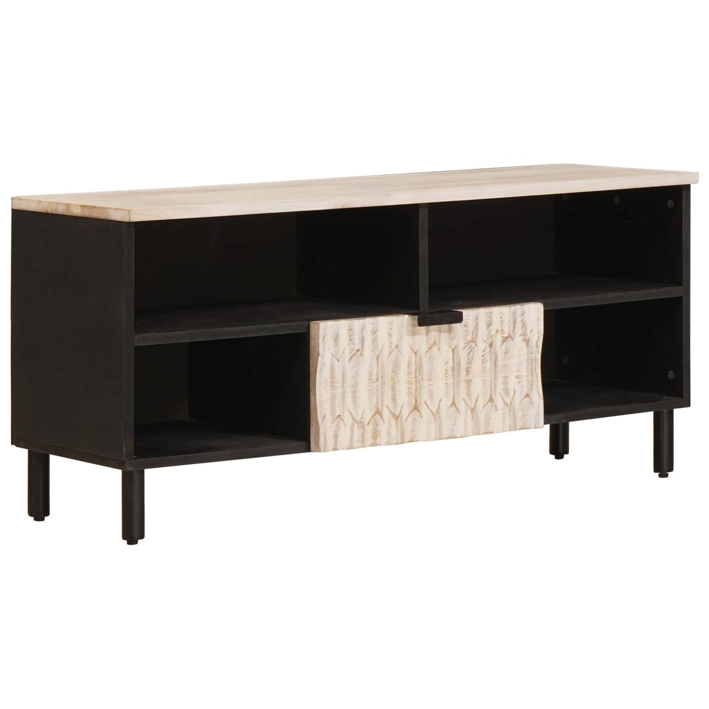 TV-skap Hvit Vask Finish 100 x 33 x 46 cm Massiv mango tre