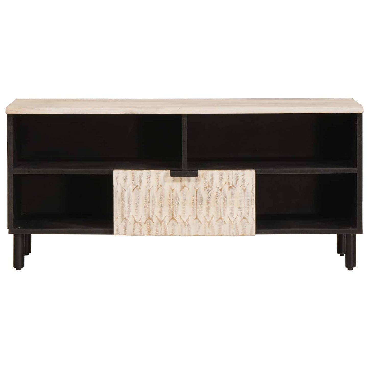 TV-skap Hvit Vask Finish 100 x 33 x 46 cm Massiv mango tre