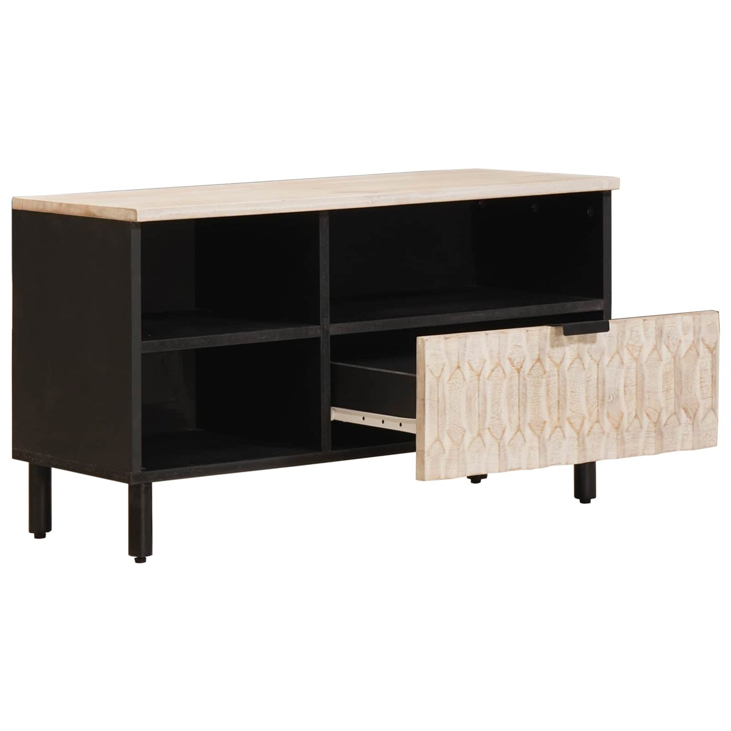 TV-skap Hvit Vask Finish 80 x 33 x 46 cm Massiv mango tre