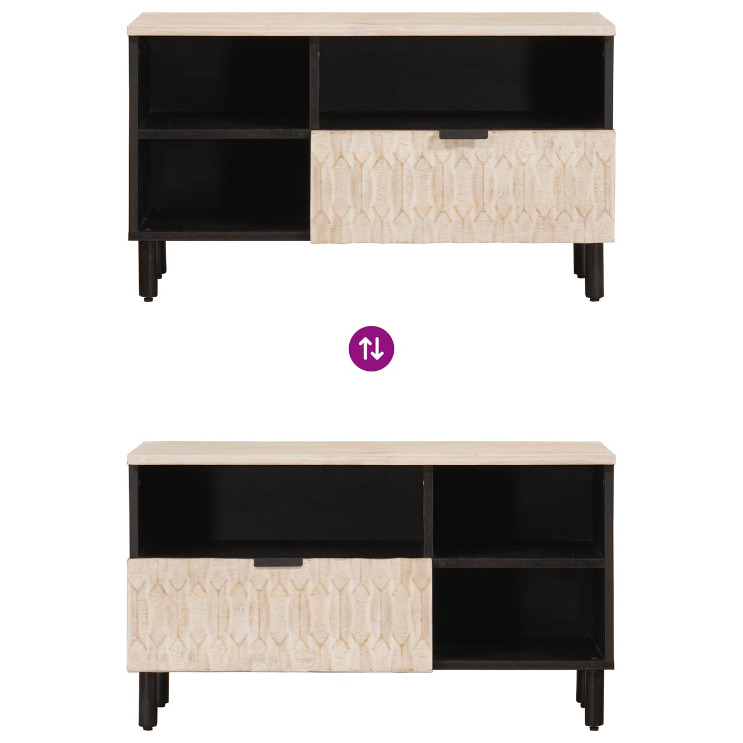 TV-skap Hvit Vask Finish 80 x 33 x 46 cm Massiv mango tre