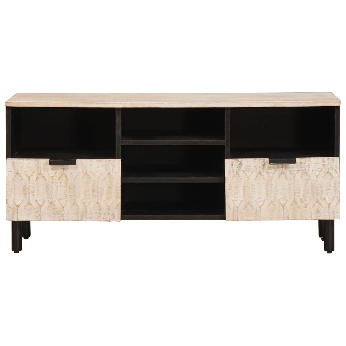 TV-skap Hvit Vask Finish 100 x 33 x 46 cm Massiv mango tre