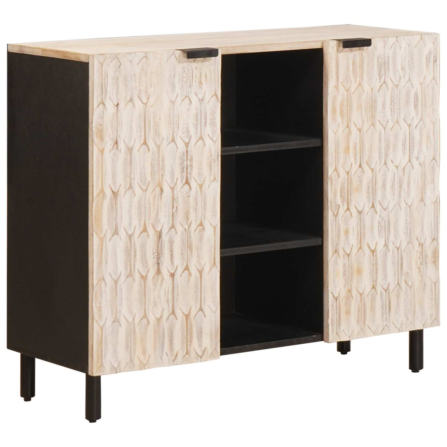 Serviesskap Hvit Vask Finish 90 x 33 x 75 cm Massiv mango tre