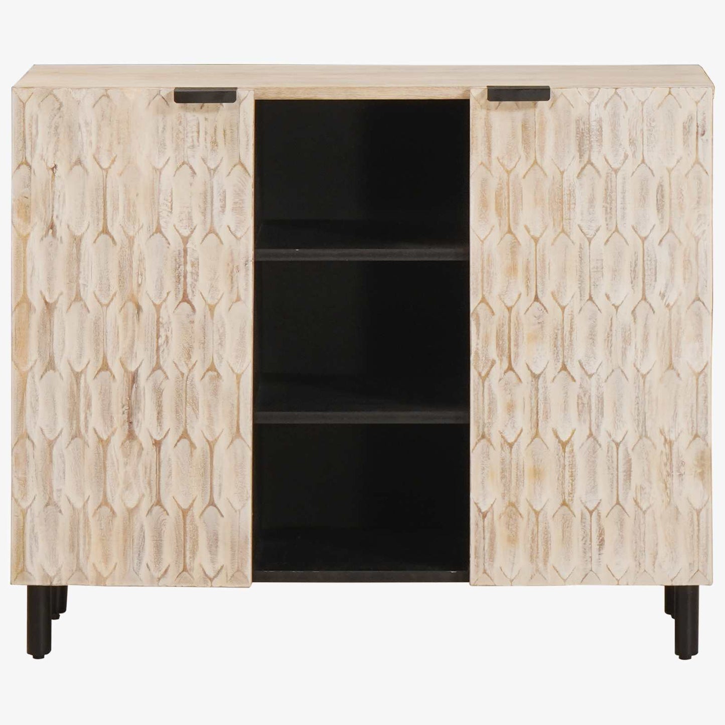 Serviesskap Hvit Vask Finish 90 x 33 x 75 cm Massiv mango tre