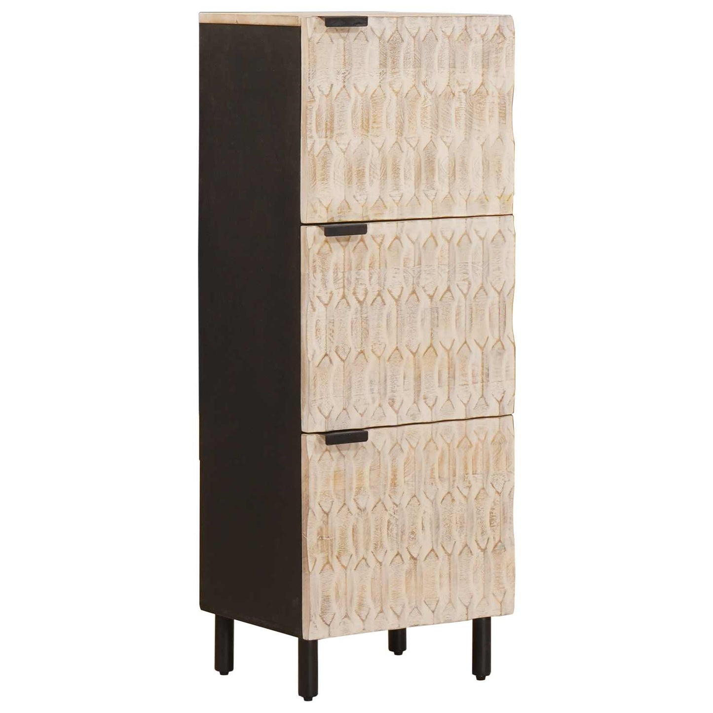 Høyskap Hvit Vask Finish 40 x 33 x 110 cm Massiv mango tre