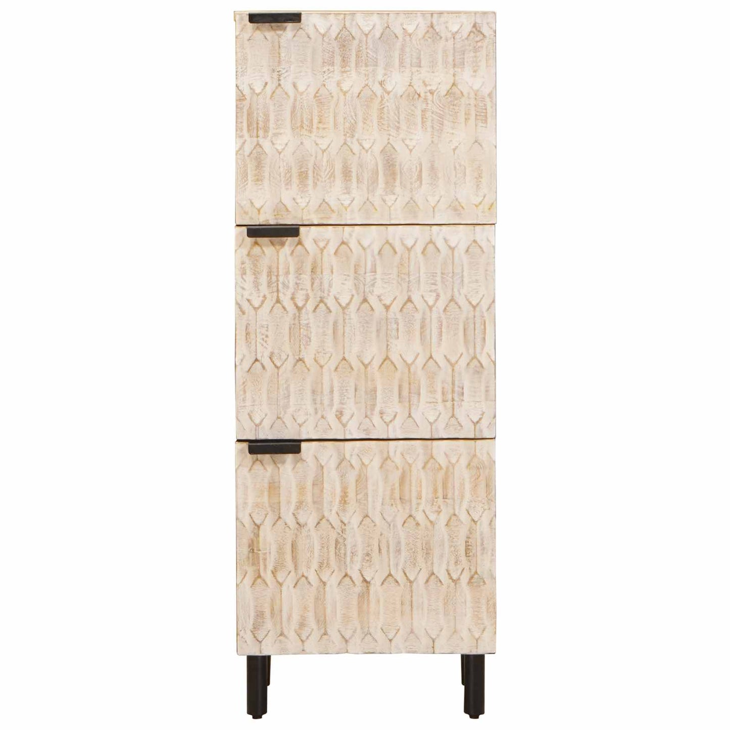 Høyskap Hvit Vask Finish 40 x 33 x 110 cm Massiv mango tre