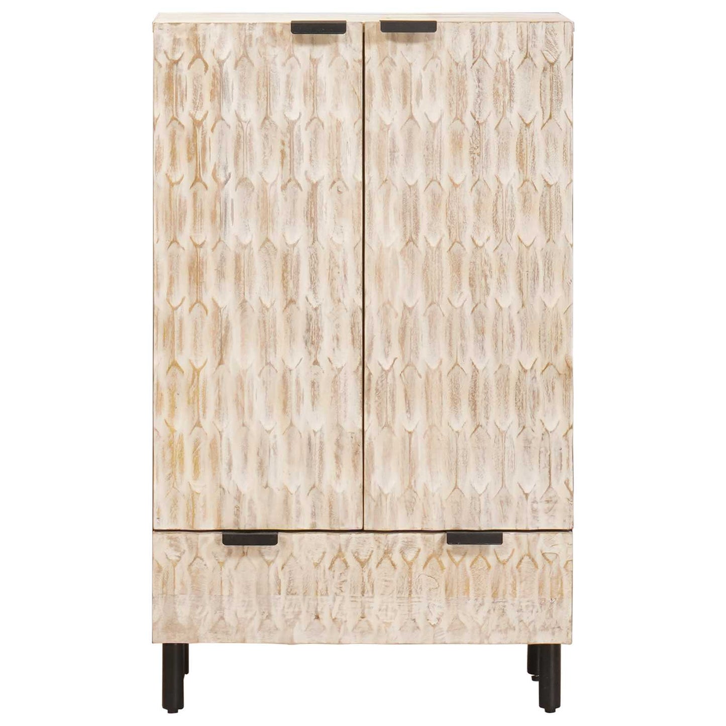 Høyskap Hvit Vask Finish 60 x 33 x 100 cm Massiv mango tre