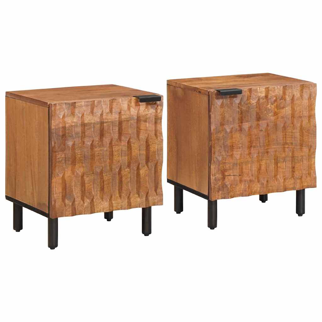 Nattbordskap 2 pcs Brun 40 x 33 x 46 cm Massiv mango tre