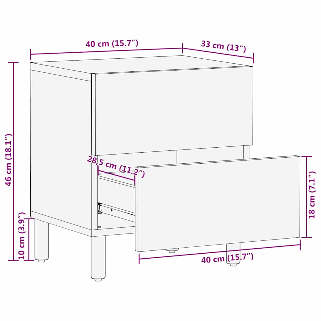 Nattbordskap med skuff Brun 40 x 33 x 46 cm Massiv mango tre