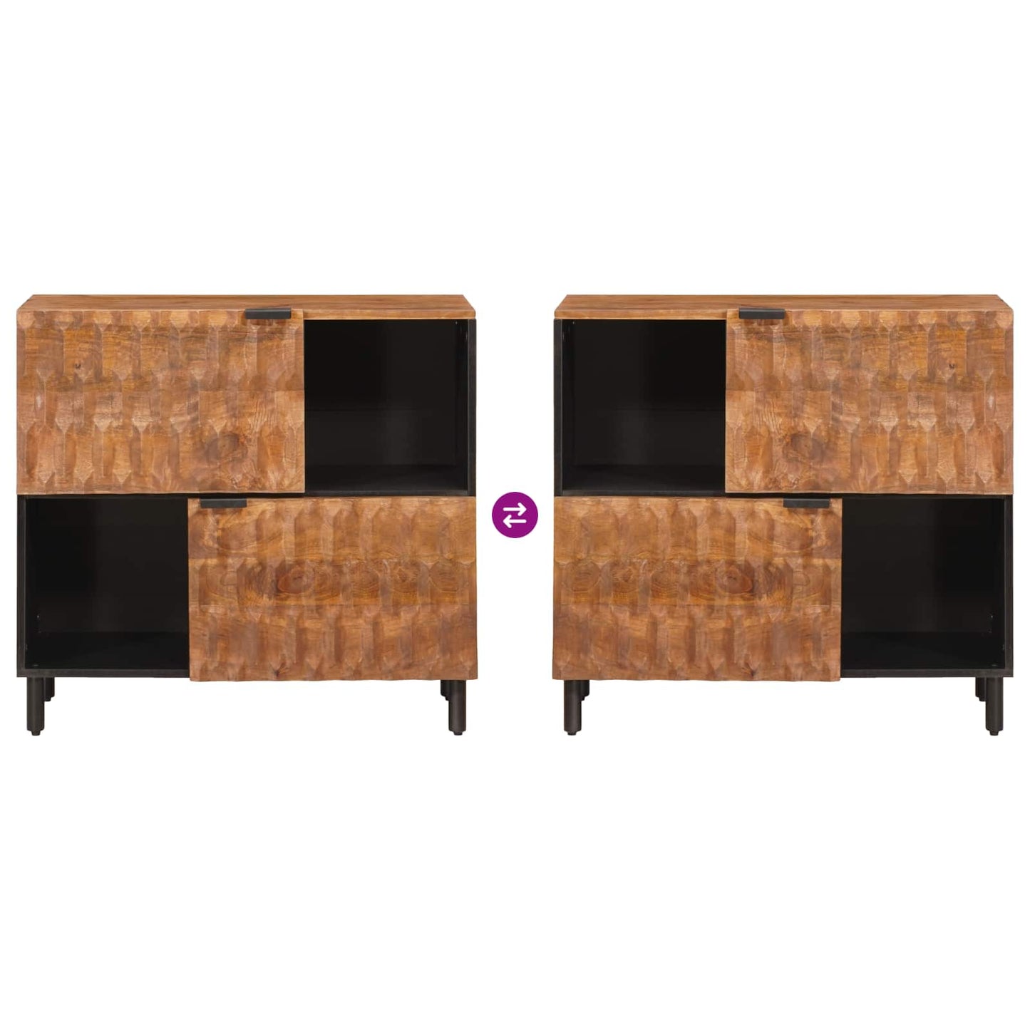 Serviesskap Acacia Brun Finish 80 x 33 x 75 cm Massiv mango tre