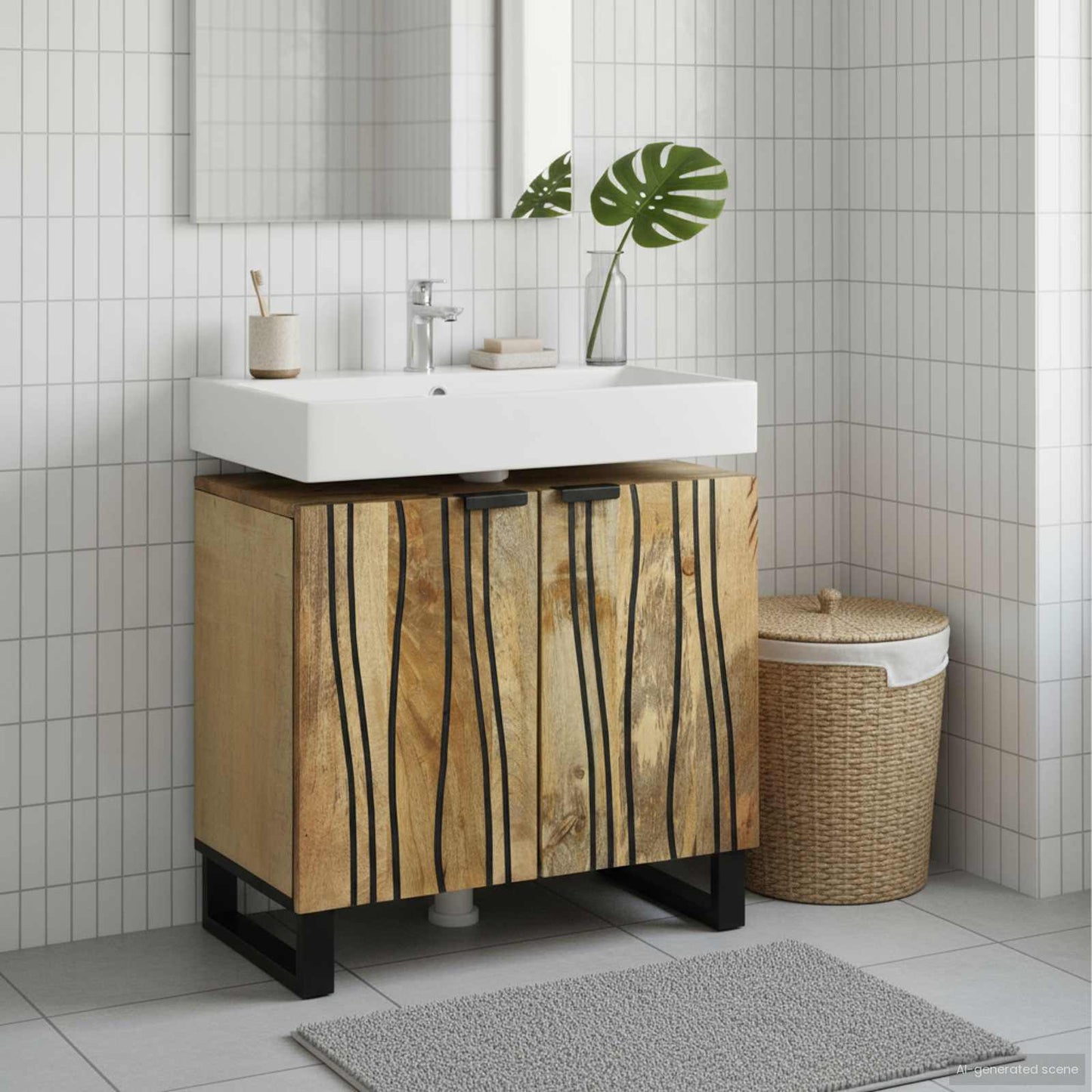 Baderomsvaskeskap med hylle Brun 62 x 33 x 58 cm Konstruert tre