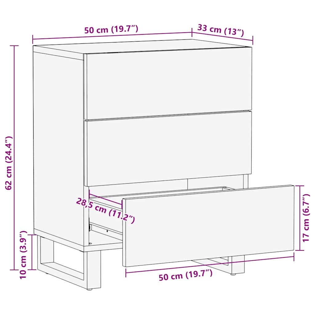 Nattbordskap Valnøtt 50 x 33 x 62 cm Konstruert tre