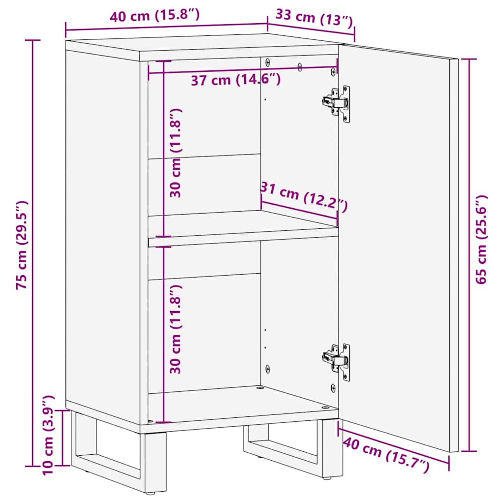 Serviesskap Brun 40 x 33 x 75 cm heltre mango