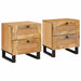 Nattbordskap 2 pcs Naturlig 40 x 33 x 46 cm Massiv mango tre