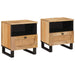 Nattbordskap 2 pcs Naturlig 40 x 33 x 46 cm Massiv mango tre