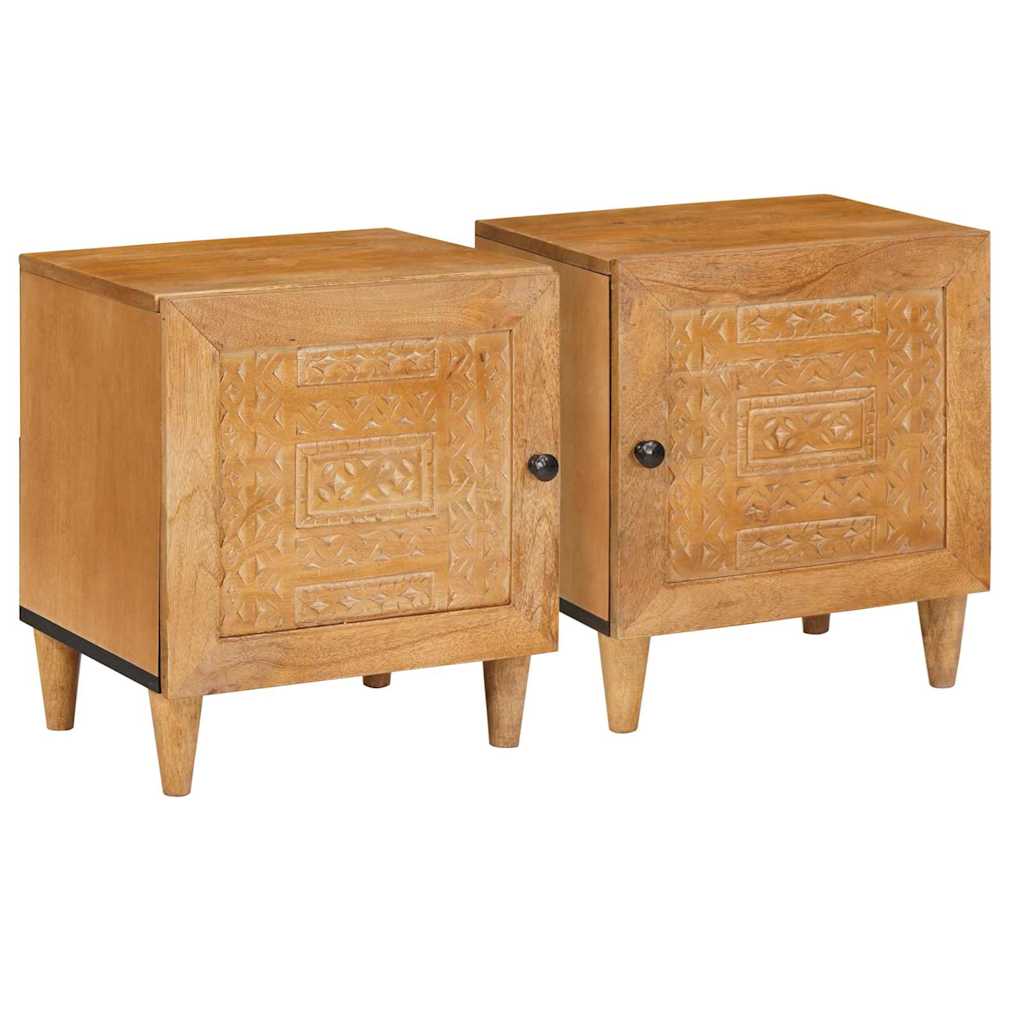 Nattbord 2 pcs Lysebrun 40 x 33 x 46 cm heltre mango