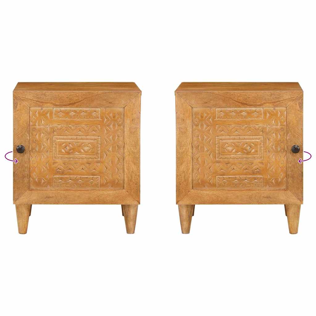 Nattbord 2 pcs Lysebrun 40 x 33 x 46 cm heltre mango