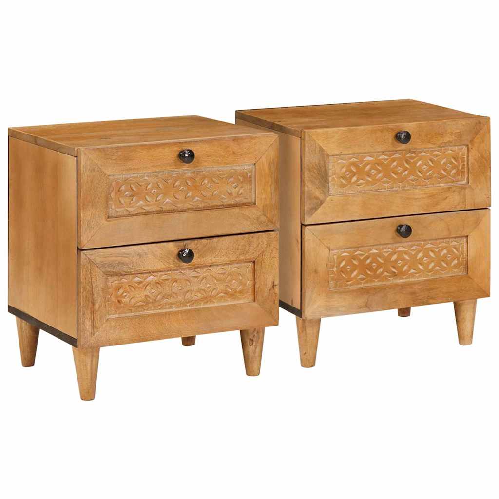 Nattbordskap 2 pcs Lys Brun 40 x 33 x 46 cm Konstruert tre