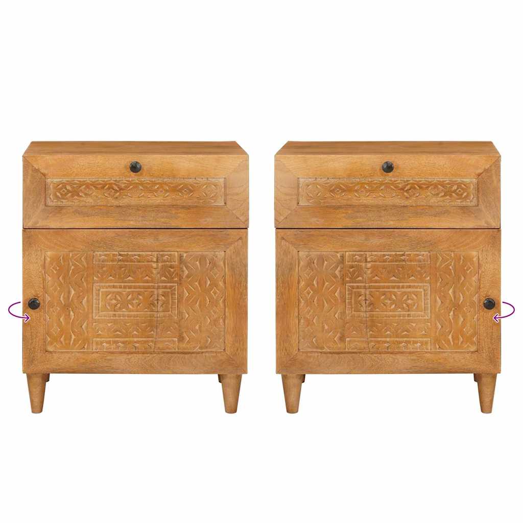 Nattbord med skuff Lysebrun 50 x 33 x 60 cm heltre mango