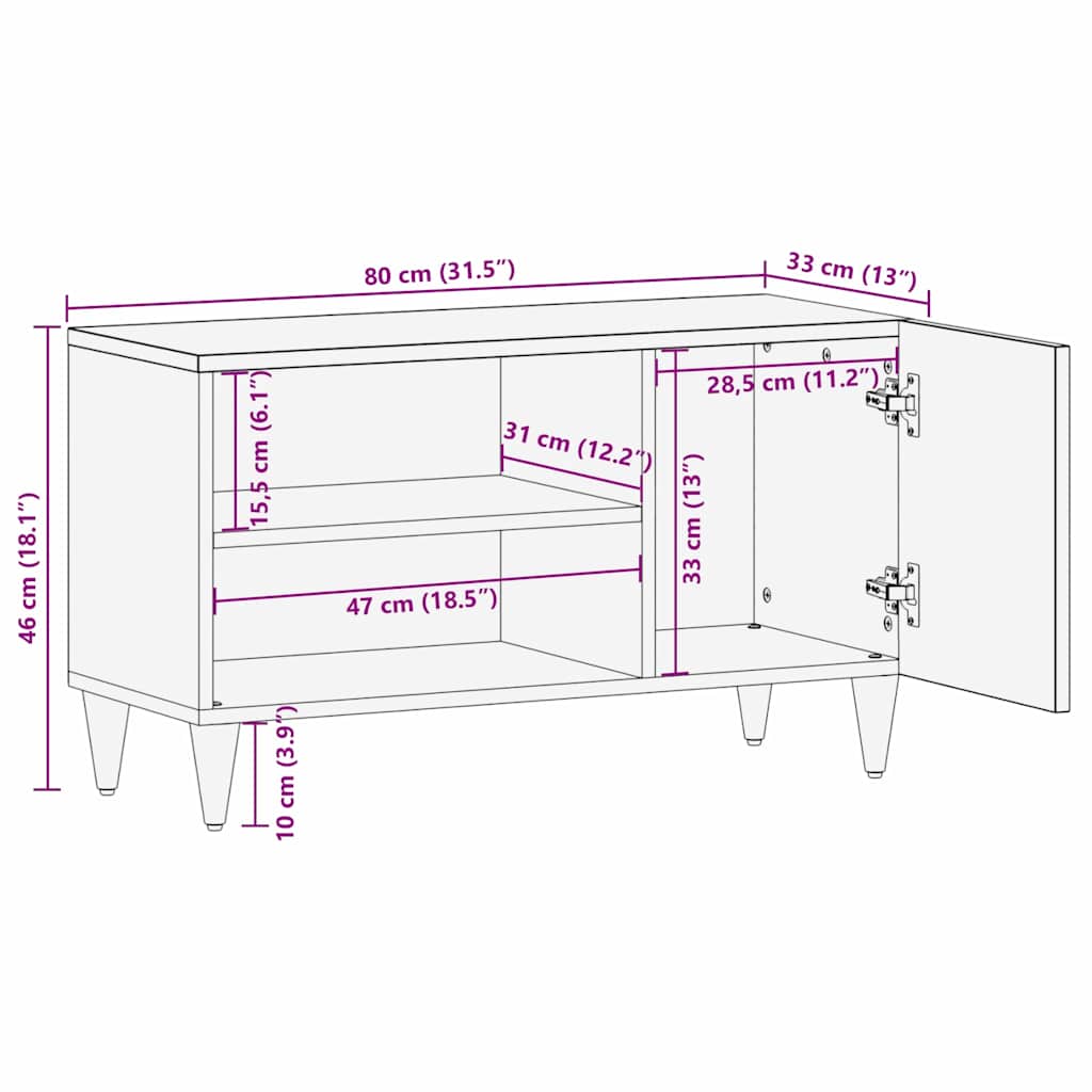 TV Enheter med hylle Lys Brun 80 x 33 x 46 cm Konstruert tre