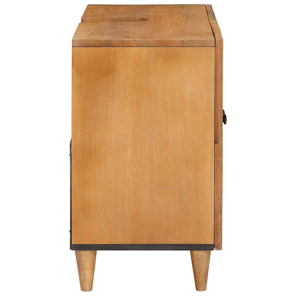 Baderomsskap med dør Lysebrun 62 x 33 x 58 cm Massiv mangotre