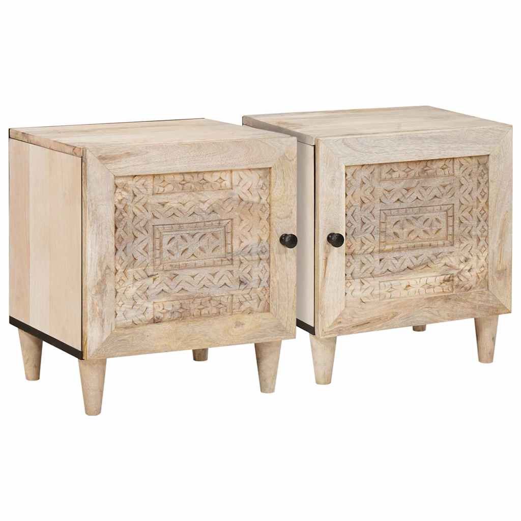 Nattbord 2 pcs Beige 40 x 33 x 46 cm heltre mango