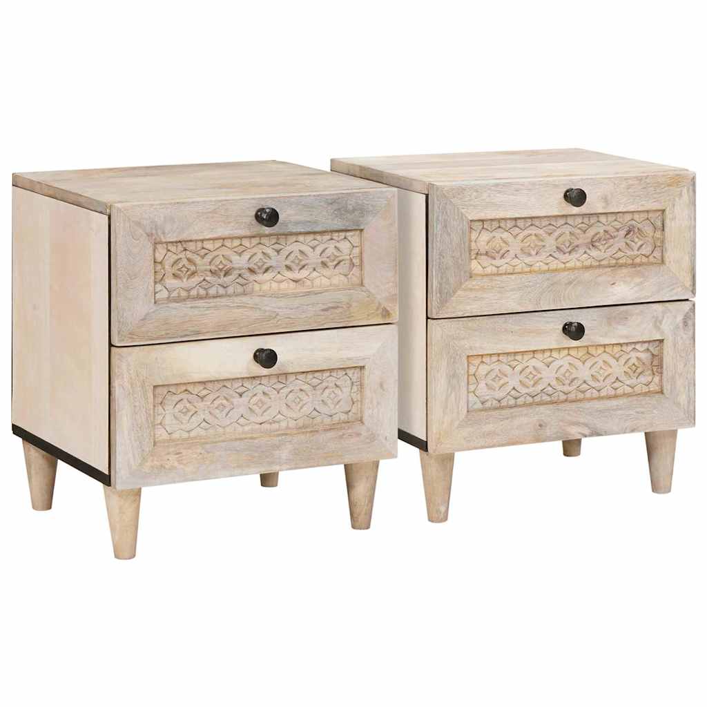 Nattbordskap 2 pcs Hvit 40 x 33 x 46 cm Konstruert tre